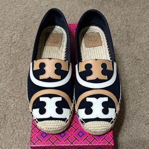 Tory Burch Espadrilles - Navy, Tan, White- Size 9 EUC